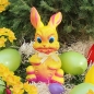 Mobile Preview: Lustiger Hase zur Dekoration und zum Befüllen 27cm hoch aus Kunststoff gelb-pink