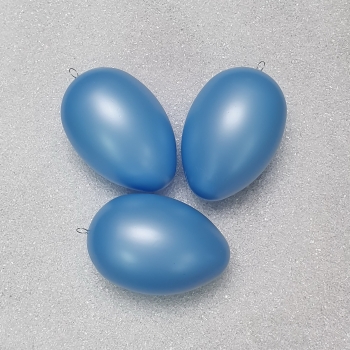 3 große Ostereier im Set 14cm; hellblau/perlmutfarbig  glänzend