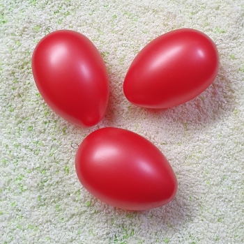 3 große Ostereier im Set 14cm; rot/perlmutfarbig  glänzend