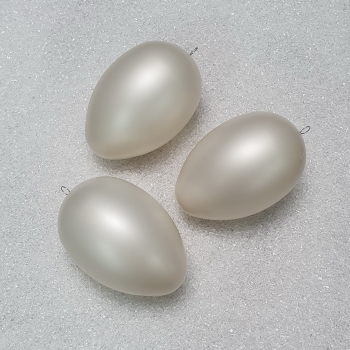 3 große Ostereier im Set 14cm; weiß-perlmut glänzend