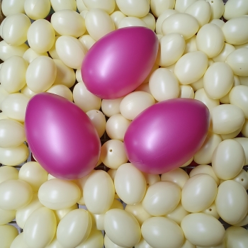 3 Stück große Ostereier 14cm; fuchsia/perlmutfarbig  glänzend