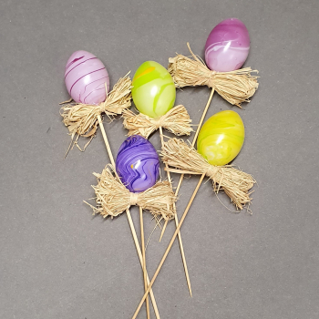 5 Stück Ostereierpics 6cm mit Bastschleife