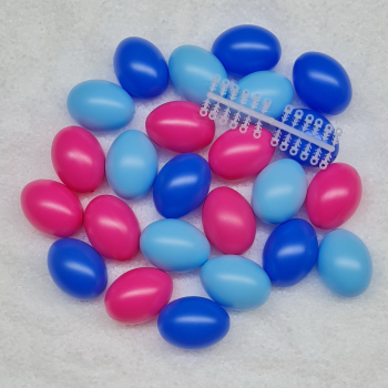 24 Ostereier in blau-pinker Farbmischung, 60mm