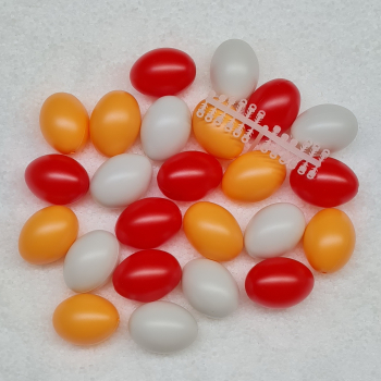  24 Ostereier in orange-rot-grauer Farbmischung, 60mm