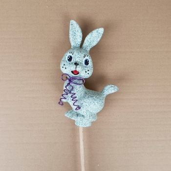 Babyhasenstecker grün mit lilafarbiger Aluschleife; Höhe 23cm