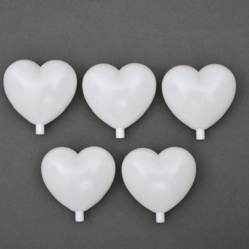 5 Herzen aus Kunststoff  mit Hals Weiß 95mm