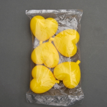 5 Herzen aus Kunststoff  mit Hals Gelb 95mm