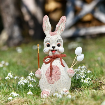 Großer Hase 45cm hoch weiß mit rosa Bauch