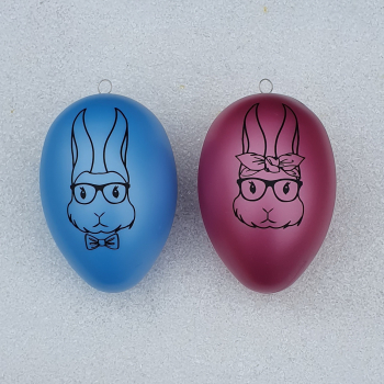 Ostereier im Set "Hasenpaar / Frohe Ostern" - blau und fuchsia