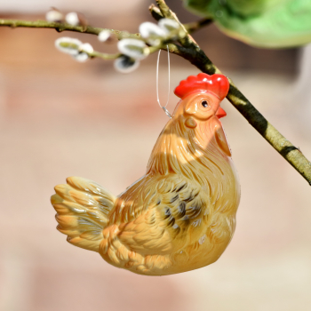 Lustiges Huhn zur Dekoration aus wetterfestem Kunststoff braun