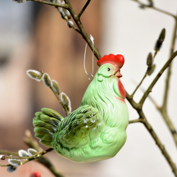 Lustiges Huhn zur Dekoration aus wetterfestem Kunststoff grün