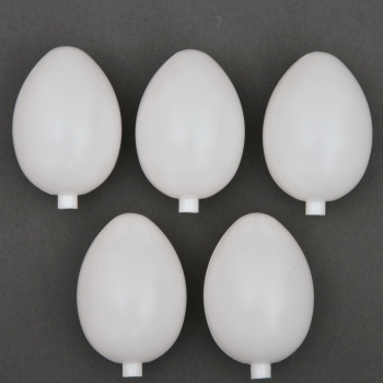 5 St. weiße, mittelgroße Ostereier mit Hals 8cm aus Kunststoff