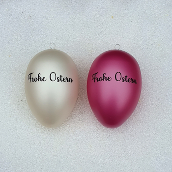 Ostereier im Set "Katze / Frohe Ostern" - fuchsia und perlweis