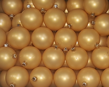 Weihnachtskugeln aus Kunststoff gelb-gold Ø7cm mit goldener Aufhängekrone