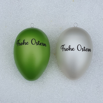 Ostereier im Set "Pferdekopf / Frohe Ostern" - perlgrün und perlweis