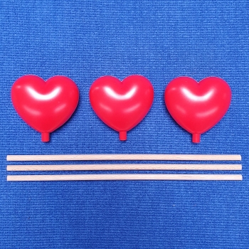 3 Stück rote Herzen mit Holzstab