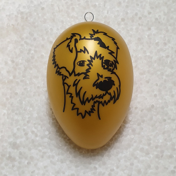 14cm Ei mit Schnauzerkopf / Frohe Ostern perlgold