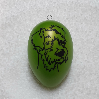 14cm Ei mit Schnauzerkopf / Frohe Ostern perlgrün