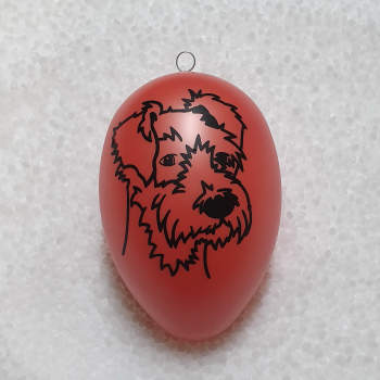 14cm Ei mit Schnauzerkopf / Frohe Ostern lachsfarbig
