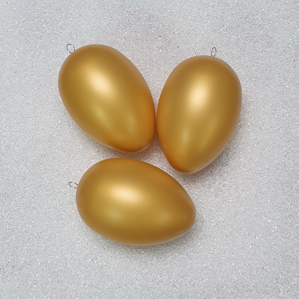 3 große Ostereier im Set 14cm; goldfarbig  glänzend